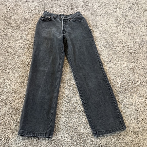 Levi's Denim - Vintage Levis 544 Jeans Womens Black Button Fly High Rise Made in USA 90s 24x28